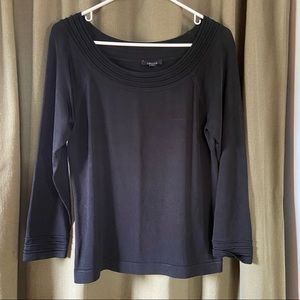Carlisle Wide Neck Long Sleeve Knit Top Black Sz M